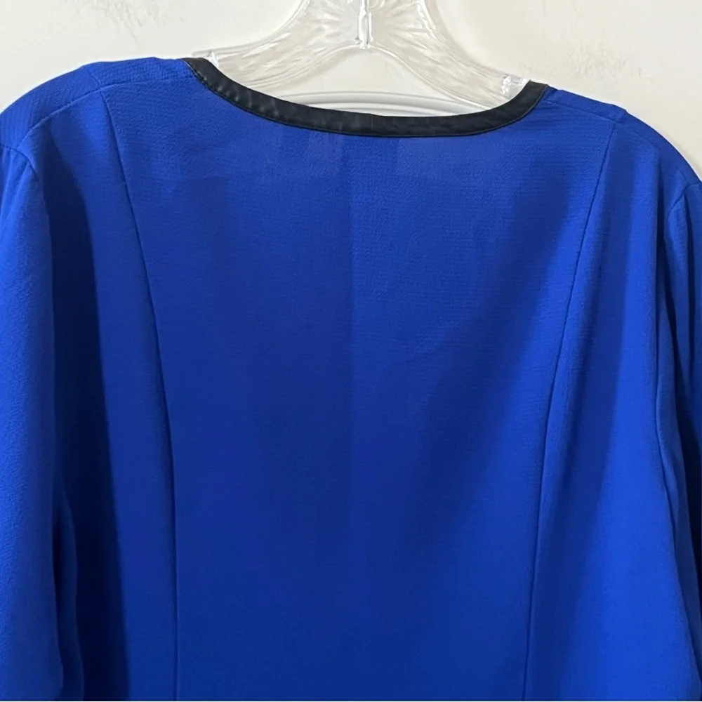 Rafaella Elegant Royal Blue Women's Blouse Roll Up Sleeves Size Large - Picture 4 of 16